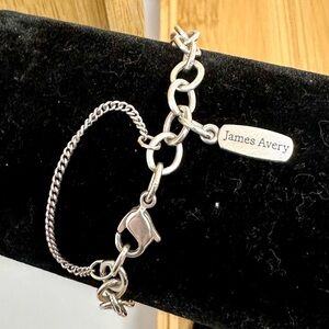 JAMES AVERY Sterling Silver Forged Link Charm Bracelet James Avery Tag; MEDIUM